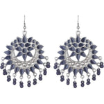Thumbnail for Oxidized Black Alloy Beads And Stones Chandbali Earrings