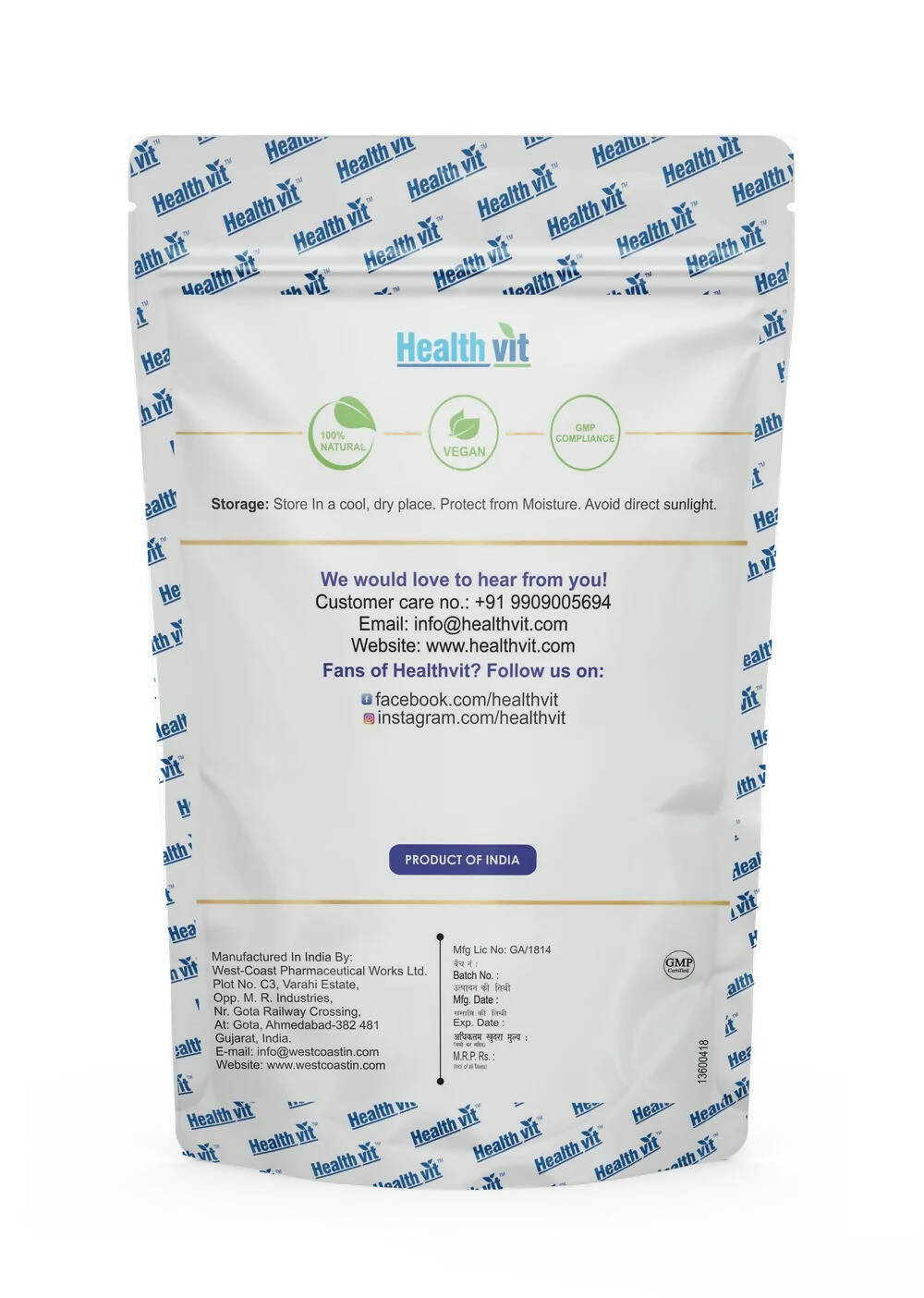 Healthvit Natural Tribulus Powder - Distacart