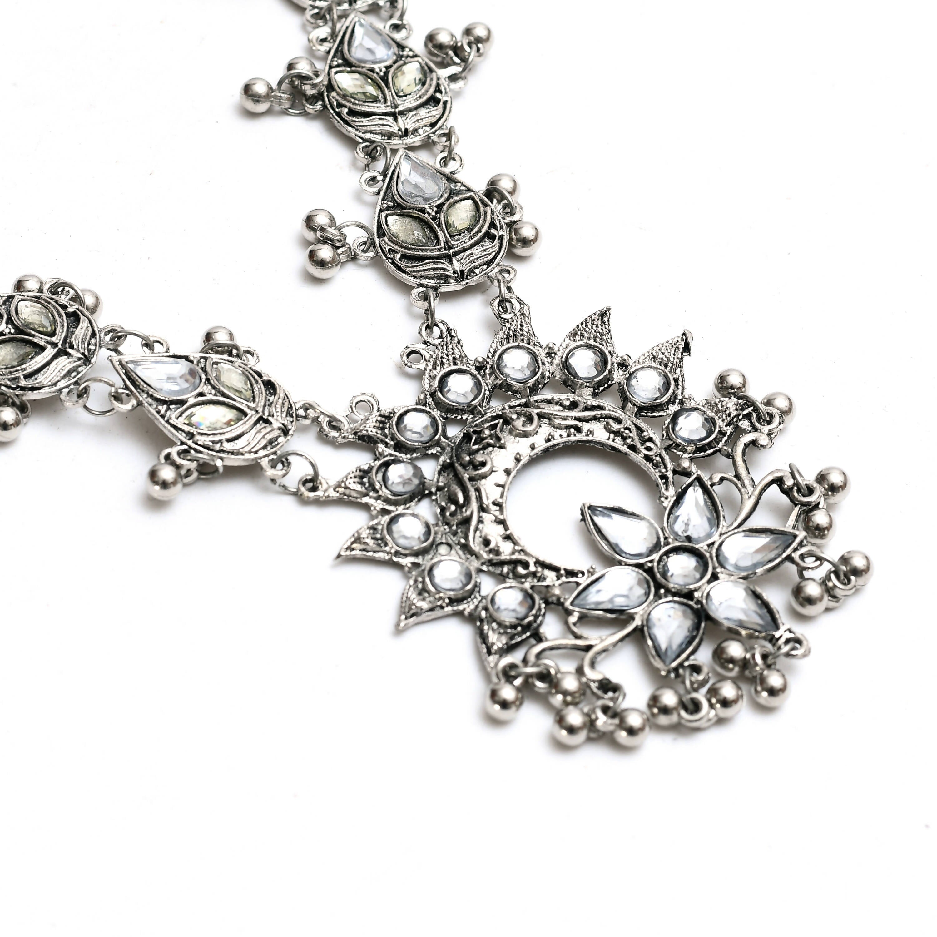 Mominos Fashion Johar Kamal Women Silver-Plated Brass Finish Rani Haar Statement Necklace - Distacart