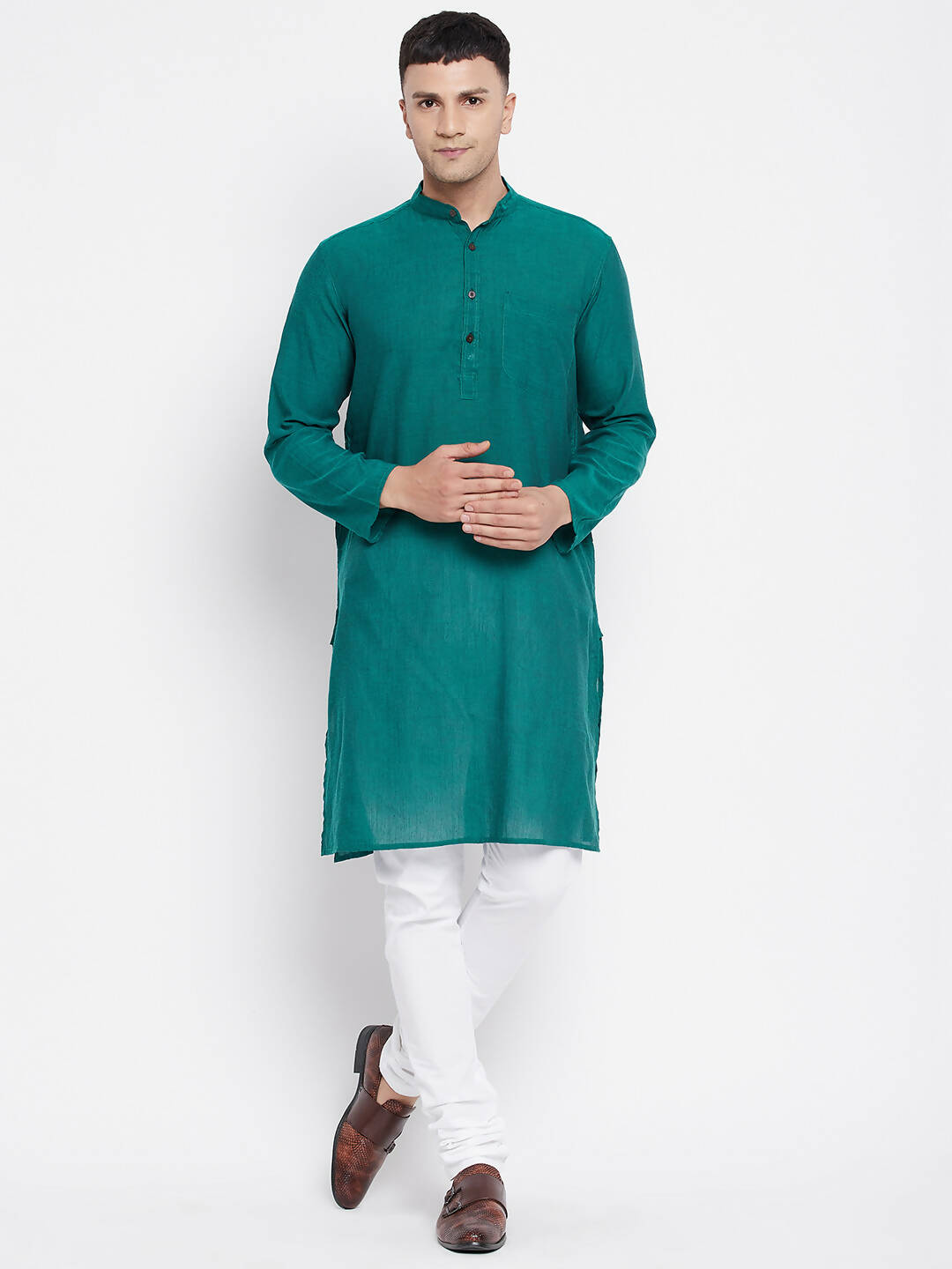 Even Apparels Green Rayon Men's Kurta With Band Collar - Distacart