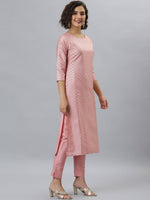 Thumbnail for Janasya Mauve Woven Design Kurta with Trousers - Distacart