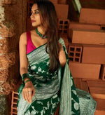 Thumbnail for DEIANA'S Beautiful Golden Jari with New Design Soft Lichi Silk Saree - Green - Distacart