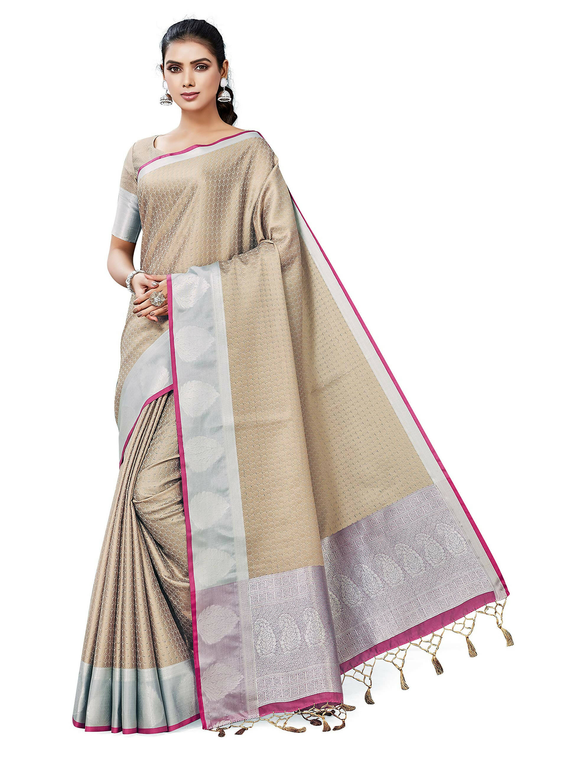 Mimosa Women's Banarasi Art Silk Brown Saree - Distacart