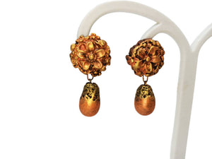Terracotta Flower Stud With Waterdrop Earrings