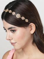 Thumbnail for NVR Women's Gold-Plated Traditional Meenakari Stones Trending Matha Patti - Distacart