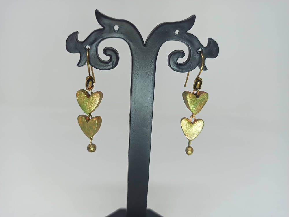 Terracotta Lovely Heart Shaped Hangings-Mehndi Green