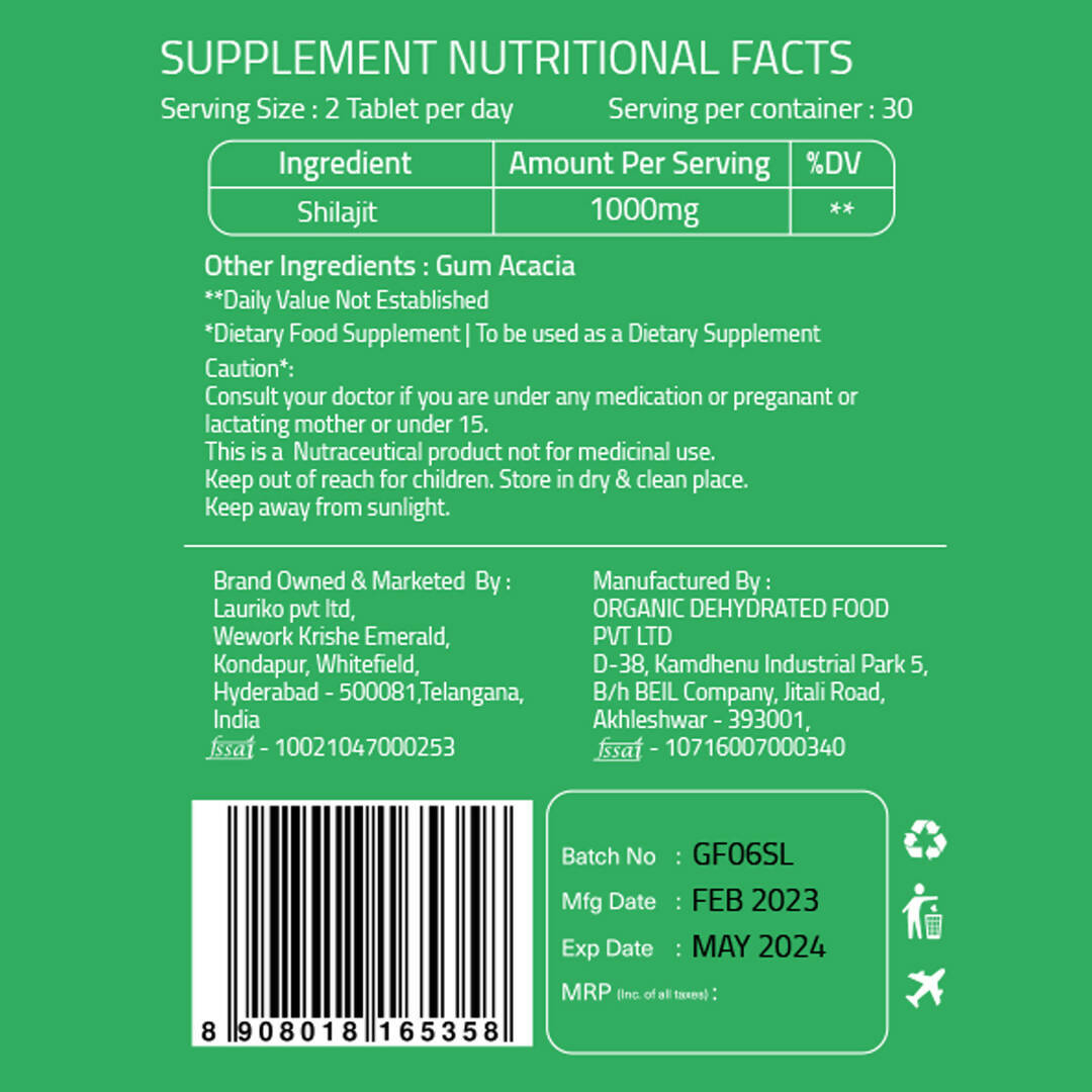 Laurik Himalayan Sj 1000Mg Tablets| Sj Tablets Boosts Stamina, Strength And Support Vitality - Distacart