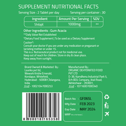 Laurik Himalayan Sj 1000Mg Tablets| Sj Tablets Boosts Stamina, Strength And Support Vitality - Distacart