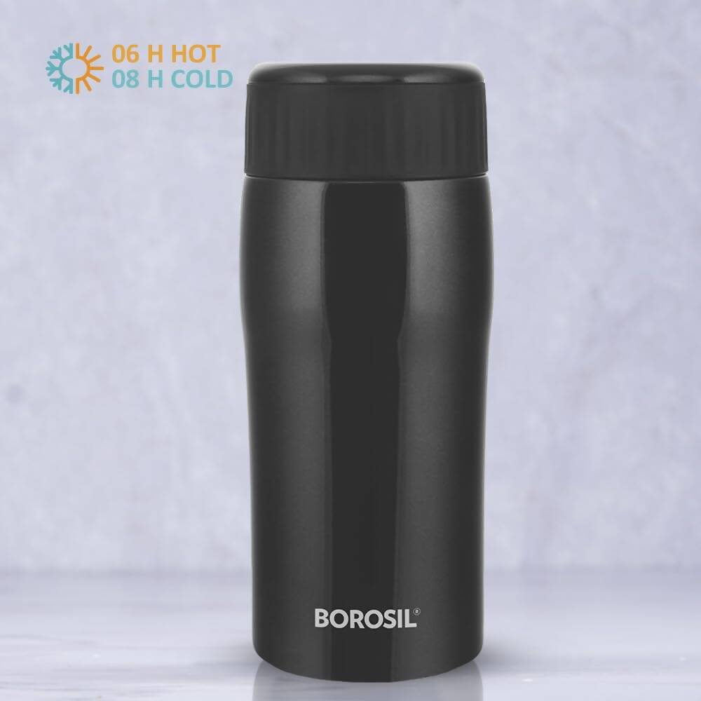 Borosil Cosmic Insulated Water Bottle Tumbler - 320ml (Black) - Distacart