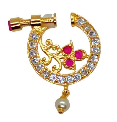 AD Ruby Designer Floral Nose Ring