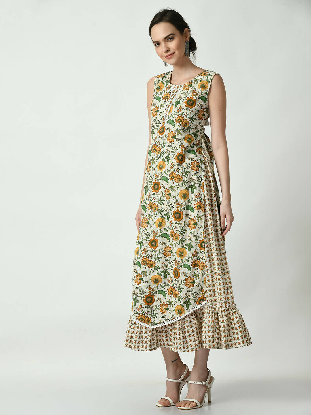 Myshka Women's Multi Floral Printed Gown Dress - Distacart