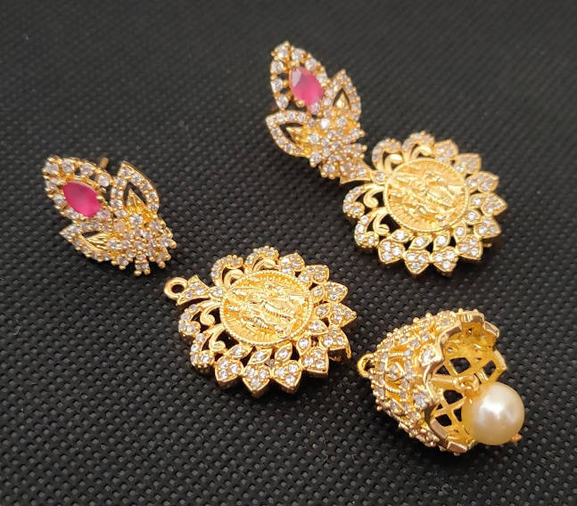 AD Rubies Designer 4 in 1 Temple Earrings online