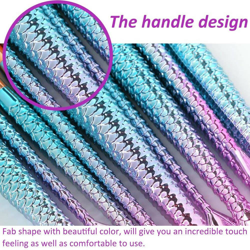 Favon Pack of 4 Professional Mermaid Shaped Makeup Brushes - Distacart