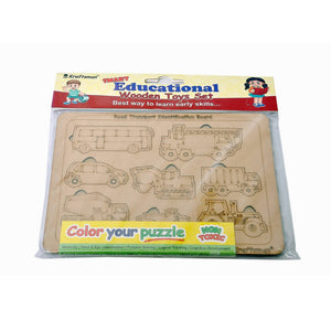 Kraftsman Road Transport Vehicles Identification Puzzle Board With Color Kit Included - Distacart