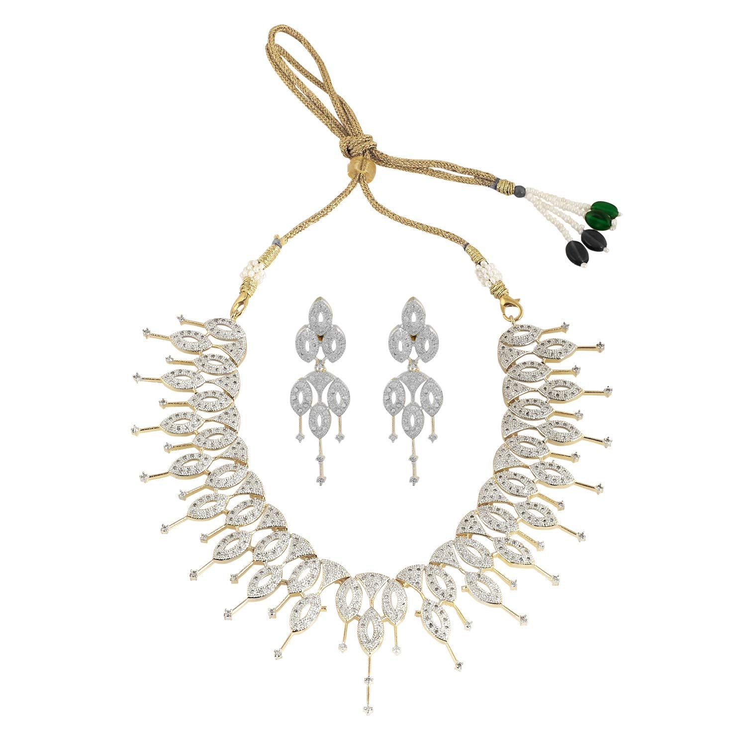 Rhodium-Plated Alloy Designer Ad Choker Necklace Set - The Pari - Distacart