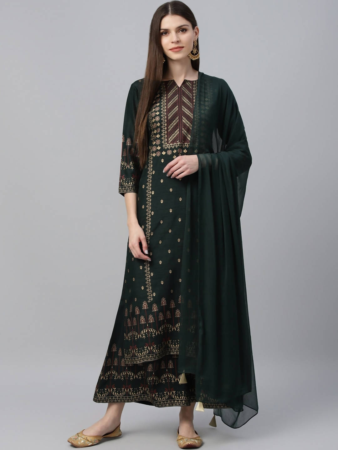 Cheera Printed Kurta Palazzo With Dupatta Set (CH117KPD) - Distacart