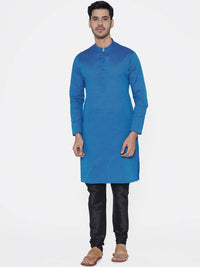 Thumbnail for Manyavar Men Blue Woven Design Straight Kurta - Distacart