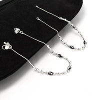 Thumbnail for Tehzeeb Creations Silver Plated Anklet With Black Beads