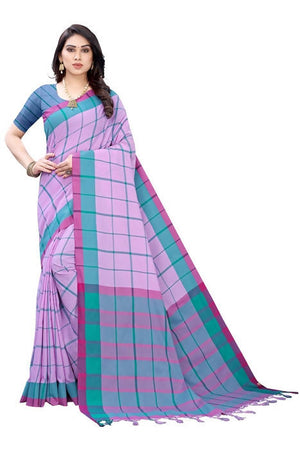 Vamika Lavendar Cotton Silk Weaving Saree (Google Lavender)