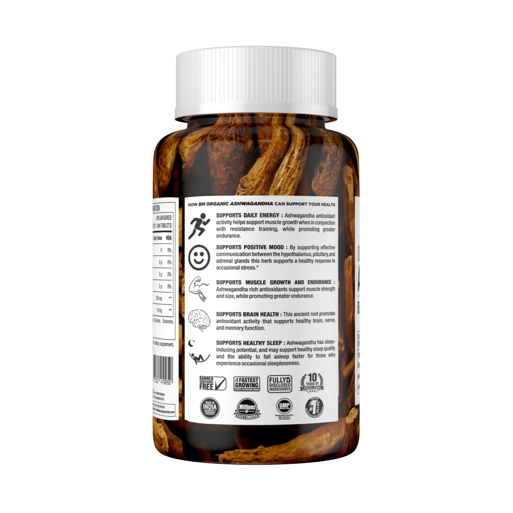 BM Wellness Ashwagandha Organic 800 mg Tablets - Distacart