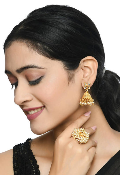 Mominos Fashion Gold-Plated with Pearls Ring
