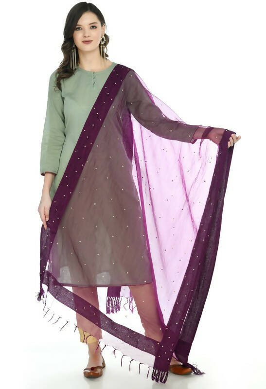 Mominos Fashion Moeza Organza Stone Work Purple Dupatta - Distacart