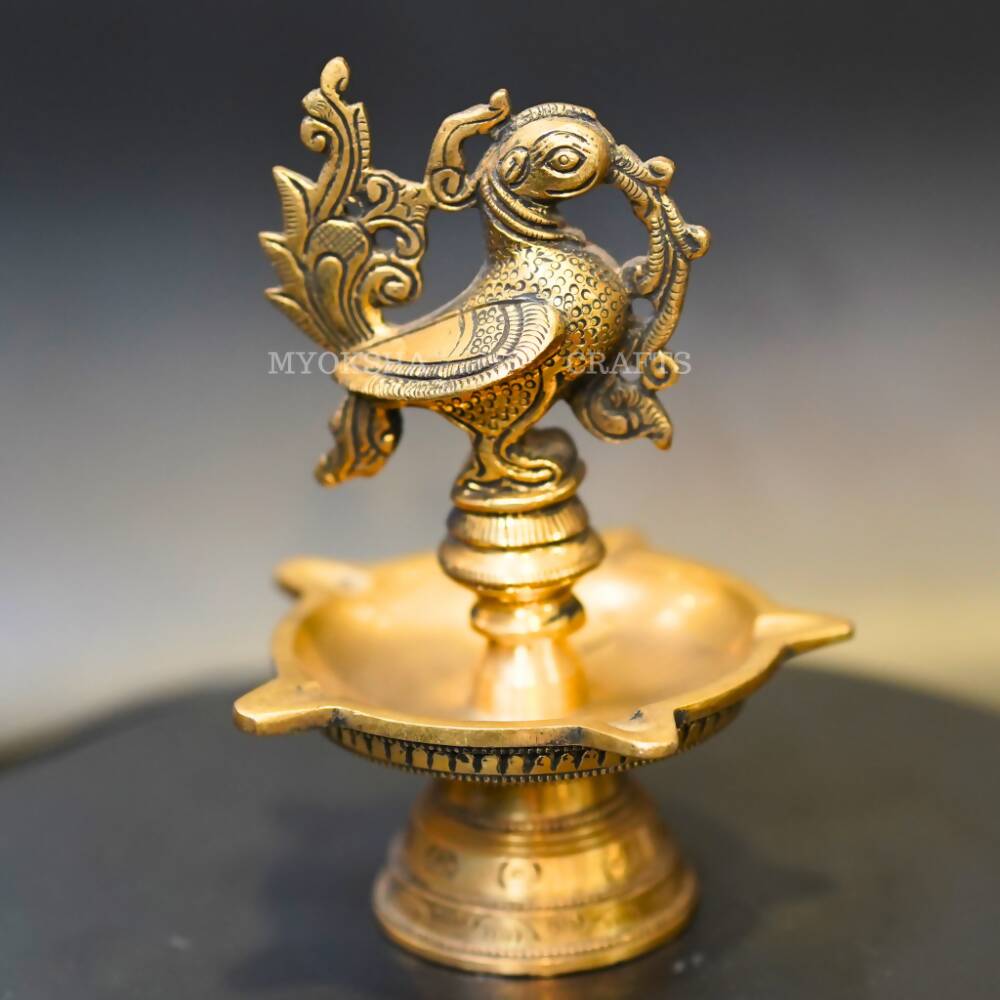 Brass Peacock Diya - Distacart