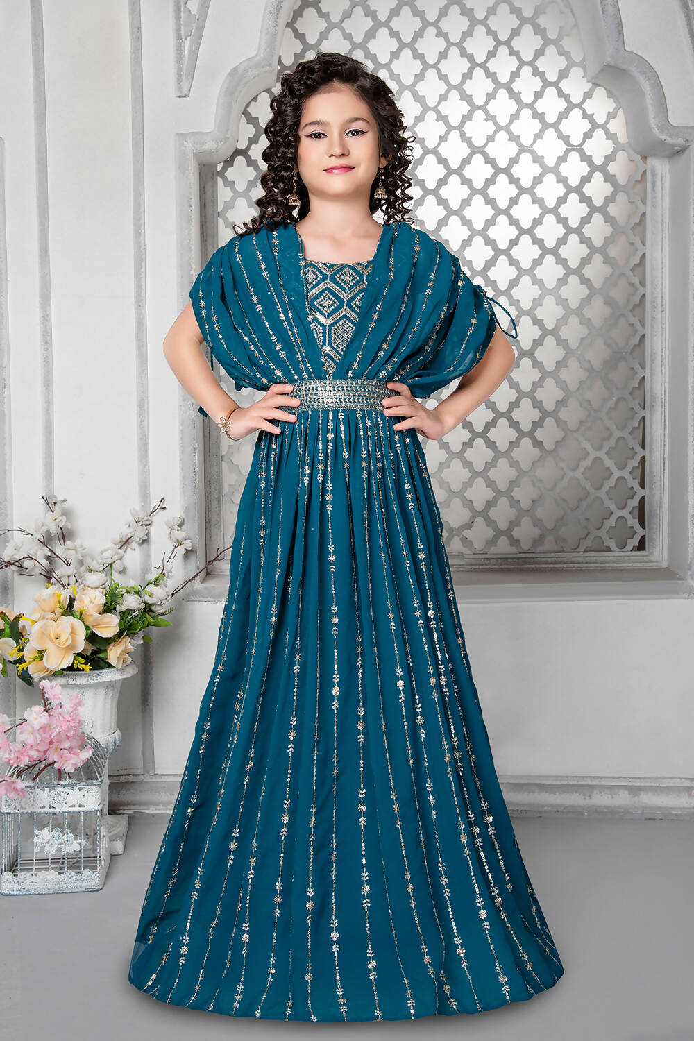 Kids Wedding Designer Rama Fox Georgette Gown - Aaradhna - Distacart