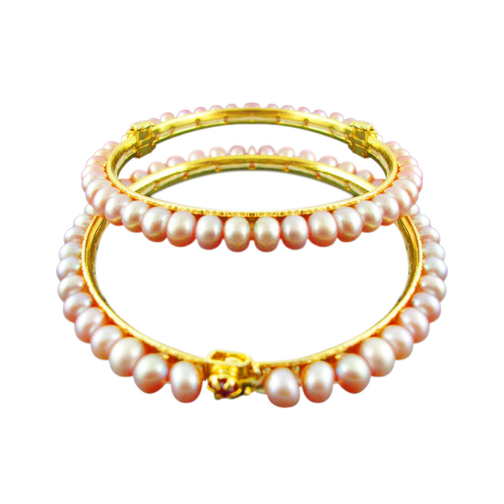 J Pearls Peach Pearl Bangles - Real Pearl Jewelry - Distacart