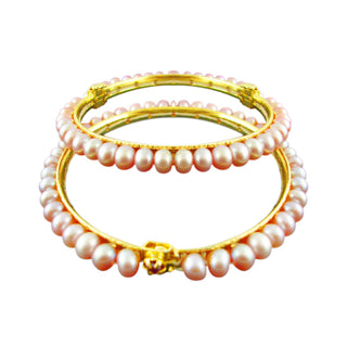 J Pearls Peach Pearl Bangles - Real Pearl Jewelry - Distacart