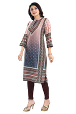 Thumbnail for Snehal Creations Pinky Peach Designer Digital Print Masleen Fabric Long Kurti Tunic - Distacart