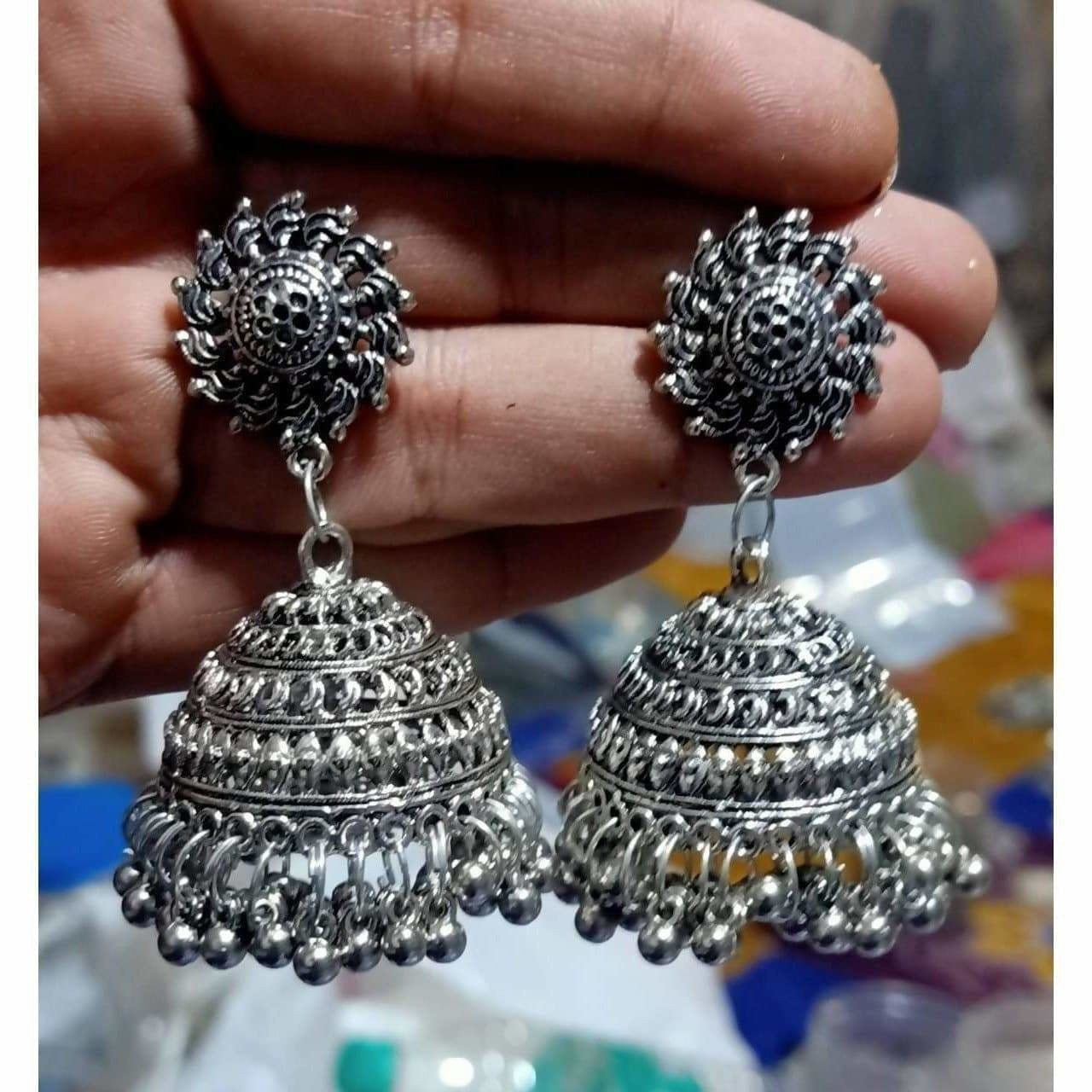 Antique Wheel Shape Earrings Hanging Jhumkas
