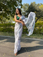 Thumbnail for Vamsee Grey Chiffon Designer Saree - Distacart