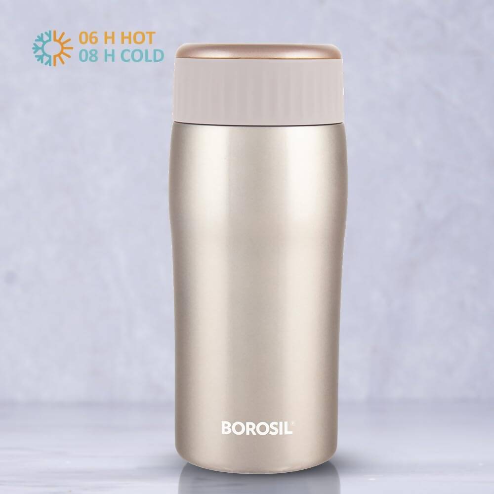 Borosil Cosmic Insulated Water Bottle Tumbler - 320ml (Gold) - Distacart