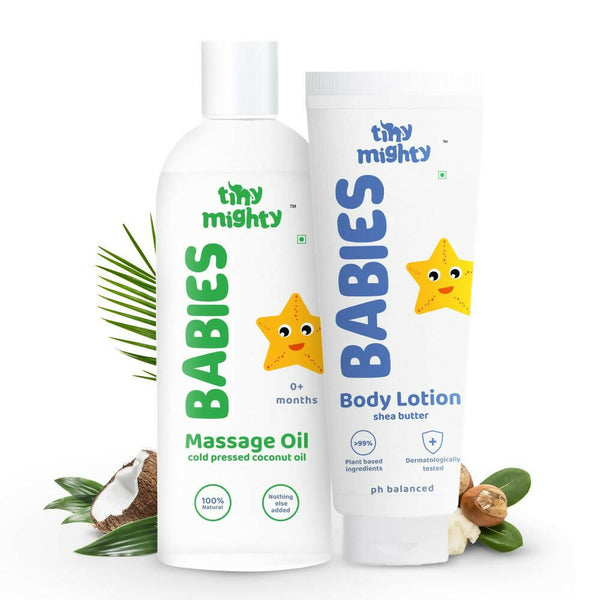 Tiny Mighty Baby Body Lotion And Massage Oil Combo - Distacart