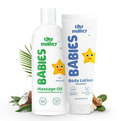 Tiny Mighty Baby Body Lotion And Massage Oil Combo - Distacart
