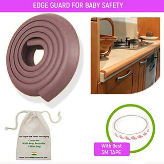 Safe-O-Kid Unique High Density L-Shaped 2 Mtr Long Mini 2 Edge Guard With 8 Corner Cushions - Brown - Distacart