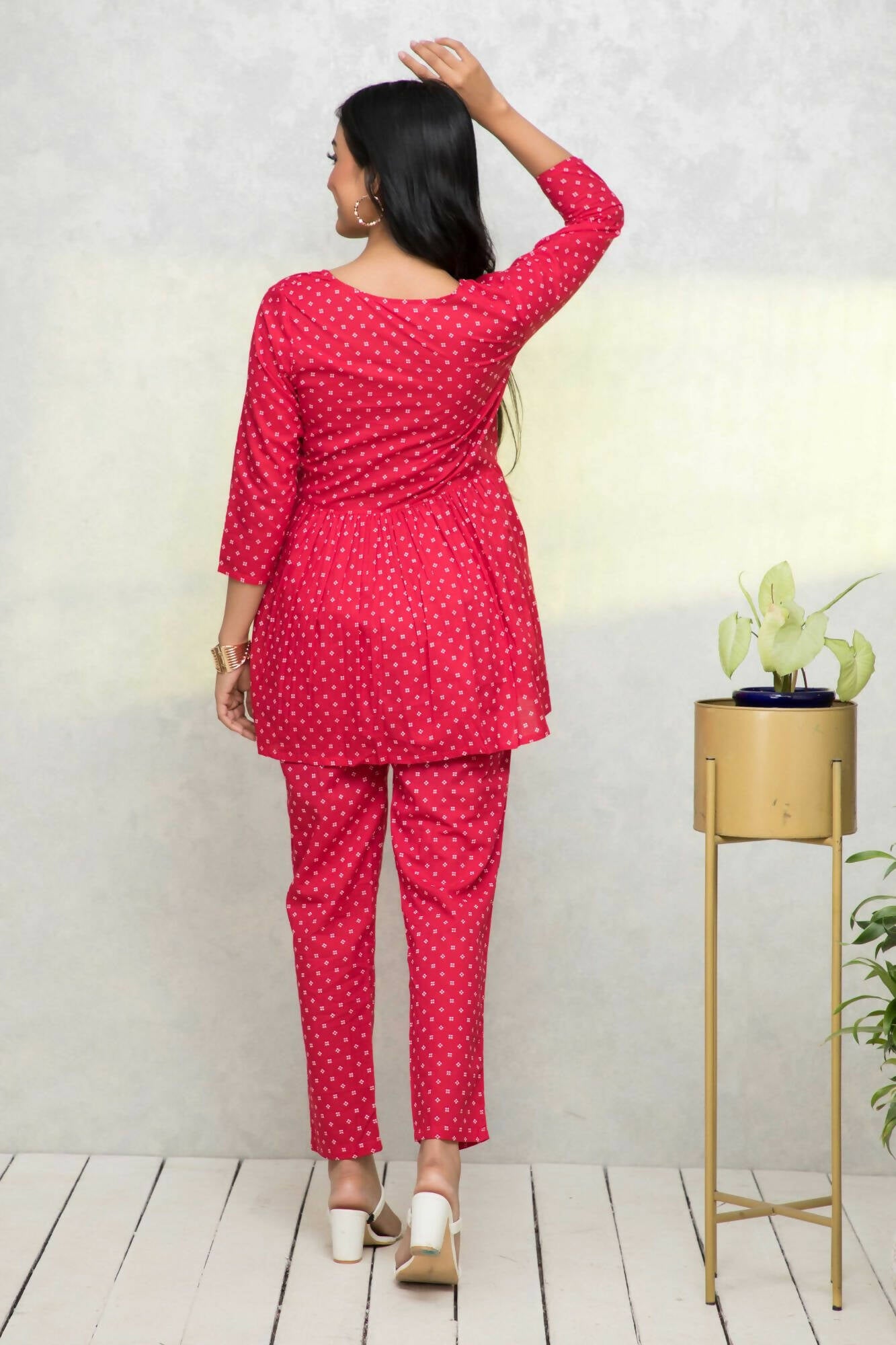 Myshka Women Red Printed Co-Ords - Distacart