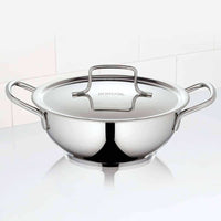 Thumbnail for Borosil Stainless Steel Deep Kadhai With Lid, 2.3 Litre