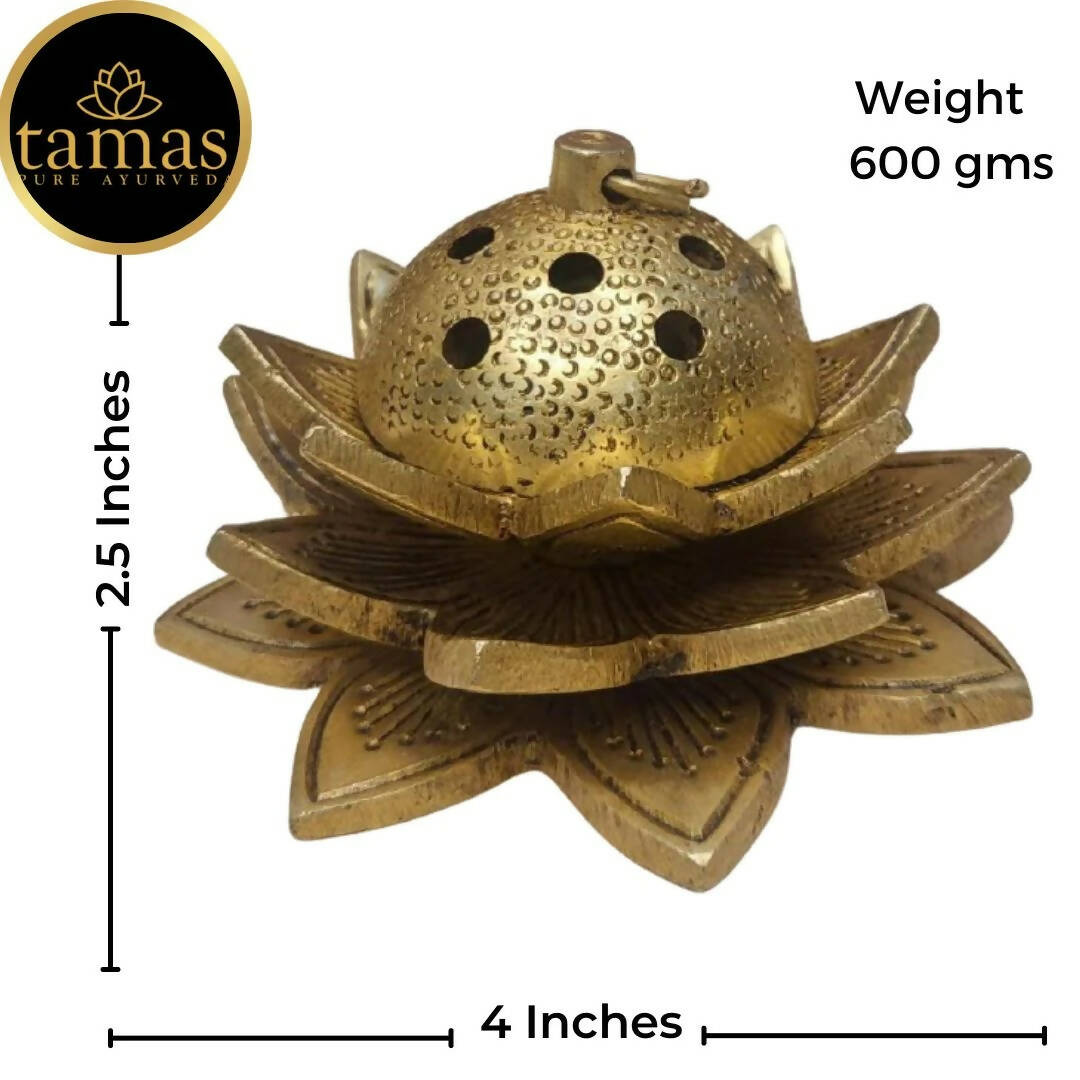 Tamas Brass Handcrafted Lotus Dhoop Stand with Antique Finish - Distacart