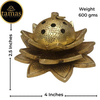 Thumbnail for Tamas Brass Handcrafted Lotus Dhoop Stand with Antique Finish - Distacart