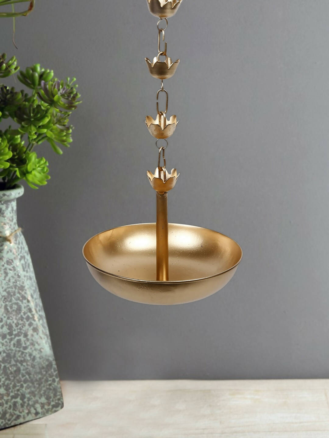 CraftVatika Gold-Toned Hanging Urli Bowl Showpiece - Distacart