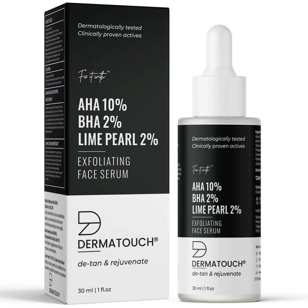 Dermatouch AHA 10%, BHA 2%, Lime Pearl 2% Exfoliating Face Serum - Distacart