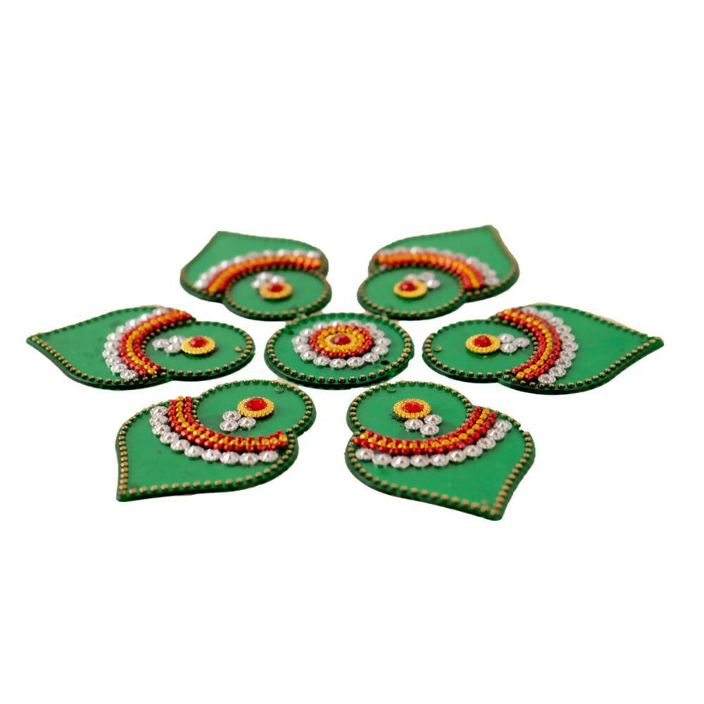 Kundan HandiKrafts Designer Double Layered Rangoli Green (Baby) - Distacart