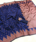 Thumbnail for DEIANA'S Beautiful Golden Jari with New Design Soft Lichi Silk Saree - Navy Blue - Distacart
