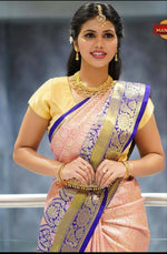 Thumbnail for DEIANA'S Beautiful Golden Jari with New Design Soft Lichi Silk Saree - Peach - Distacart