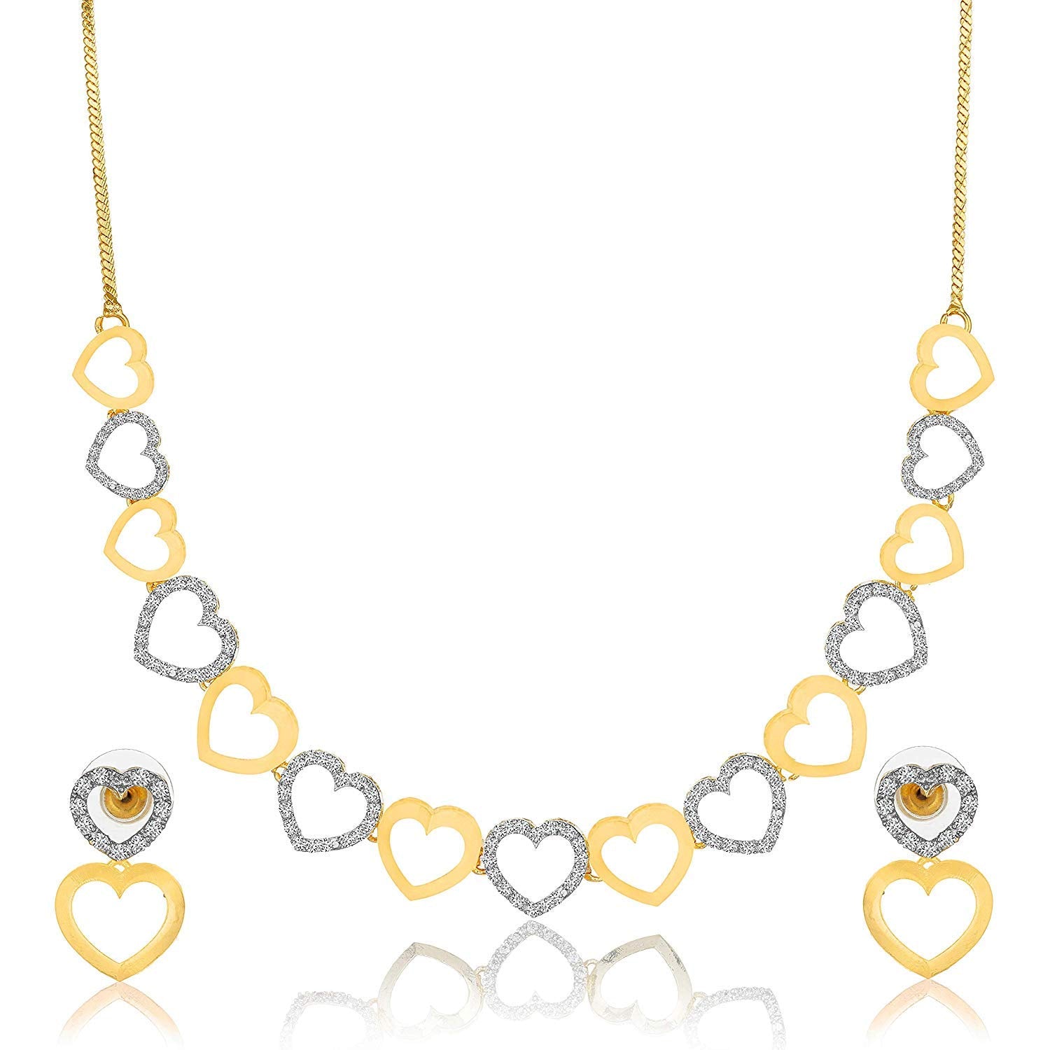 Gold-Plated Alloy Heart Shape Ad Choker Necklace Set - The Pari - Distacart