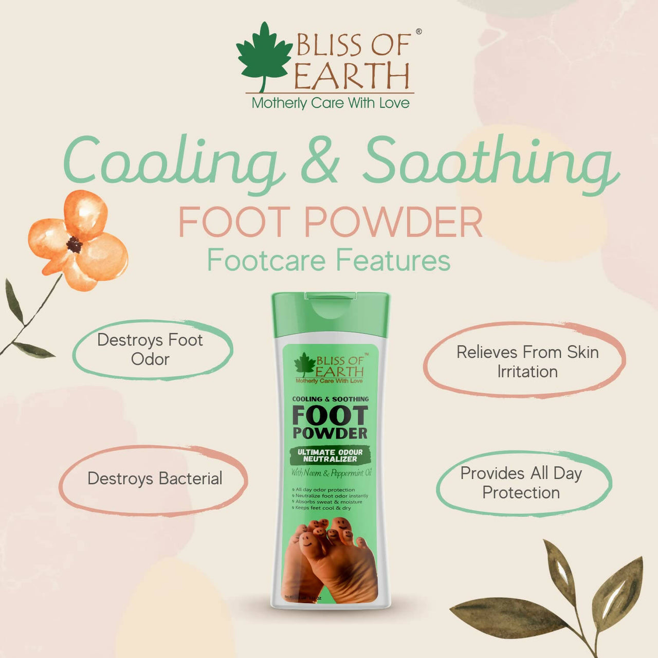 Bliss of Earth Foot Odour Remover Powder - Distacart