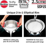 Thumbnail for Hawkins Tri-Ply Stainless Steel Induction Metro Patila 19.5 cm Diameter 2.5 L (SSP25) - Distacart