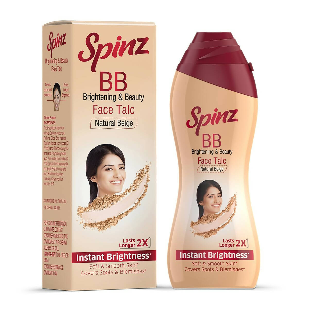 Spinz BB Brightening & Beauty Face Talc - Natural Beige - Distacart